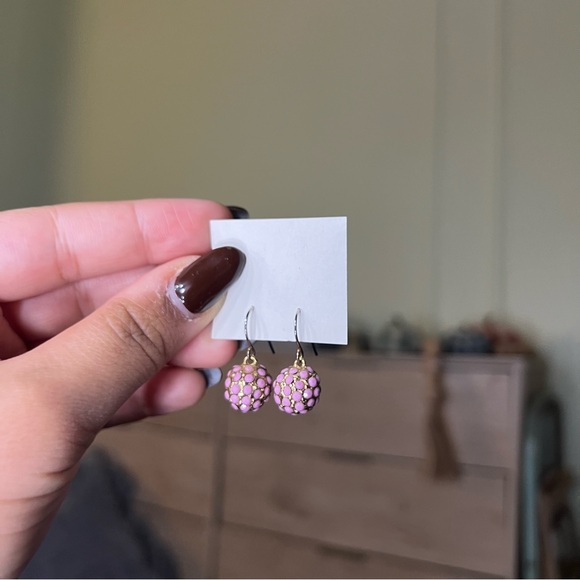 Handmade Pastel Pink Circle Gem Small Casual Cute Drop Earrings Jewelry Accessor - Picture 9 of 16